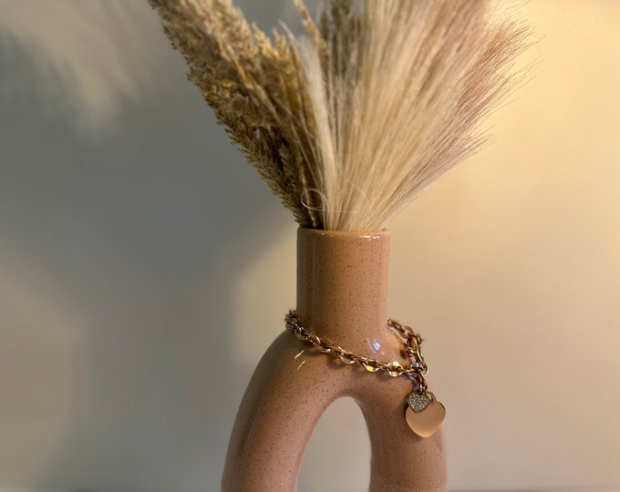 Rose Gold Heart Bracelet, Buckle Heart Bracelet Women Jewelry, 18k Gold Stainless Steel, Gift for Her, Buckle Clasp Bracelet