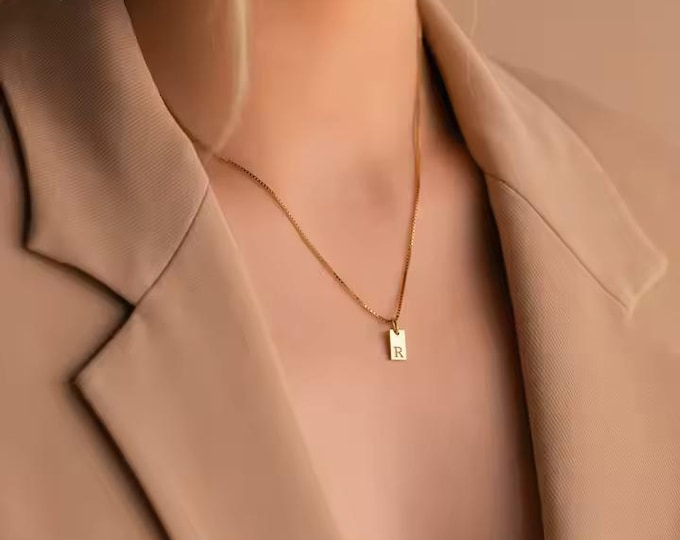 Personalized Single Letter Pendant Necklace, Custom Minimalist Single Letter Women Jewelry, 18K Gold Stainless Steel Necklace, Gift for Her