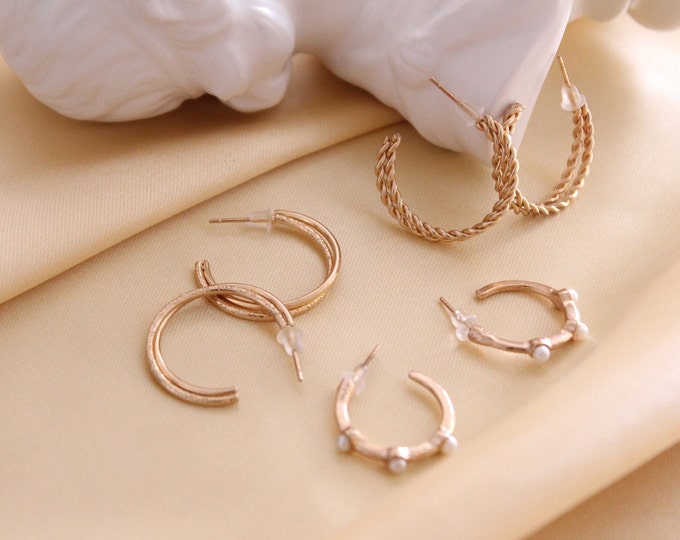 Gold Earrings (6pcs) Set, Minimalist Earrings, Fashion Geometric Pearl Circle Drop Earrings Set, Gift for Mom, Gift for Her, Dainty Earrings