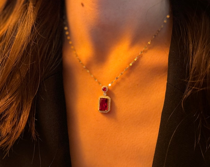 Luxury Red Zircon Jewelry 4pcs Set, Resizable Ring, Necklace, and Earrings, Sapphire Ring, Engagement for Women's Jewelry, Sapphire Jewelry