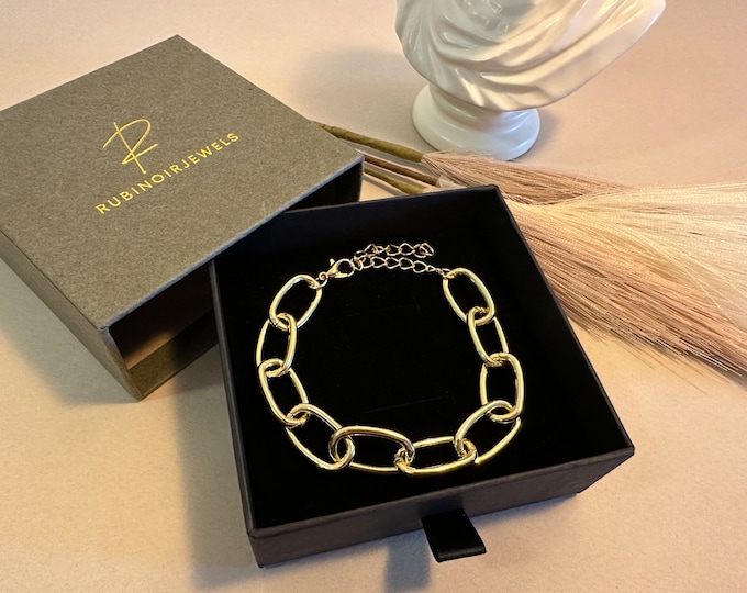 Thick Clip Gold Bracelet, Stainless Steel Bracelet, Gift for Her, Waterproof Bracelet, Dainty Bracelet, Women's Jewelry