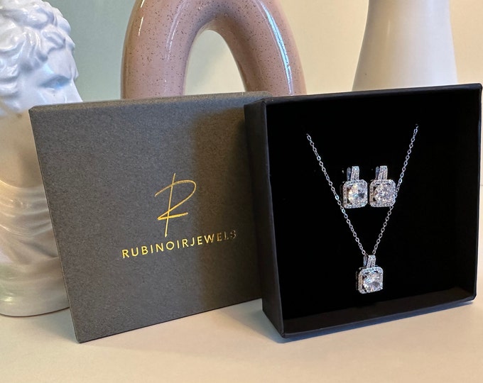 Luxury Bling Zircon, Crystal Earrings, Necklace Set, Engagement and Wedding, Bridal Jewelry Set for Women