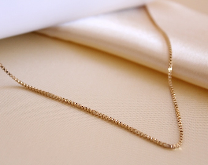 Fashion 18K Gold Filled, Stainless Steel, Box Chain Necklace, for Women's Jewelry, Anniversary Gift, Mother's Gift, Thin Elite Chain