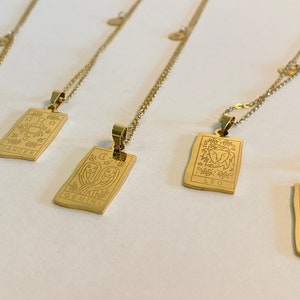 Astrologie du zodiaque, or 18 carats, étanche, carte du zodiaque tarot, collier pendentif signe pour femme, cadeau pour elle, cadeau pour maman