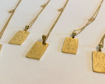 Astrology Zodiac, 18K Gold Filled, Waterproof, Tarot Card Zodiac, Sign Pendant Necklace for Women, Gift for Her, Gift for Mom