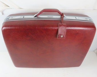 Vintage Samsonite Profile Burgundy Hard Shell Suitcase Wheels 26x20x8 EUC