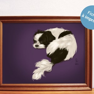 Portrait à imprimer – illustration personnalisée de votre chien (COULEUR) - AlexMOhitti