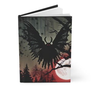 Mothman hardcover dagboek - Cryptid notebook, paranormaal onderzoeksdagboek, gotisch blanco boek, bovennatuurlijk schrijfdagboek, spookachtig schetsboek