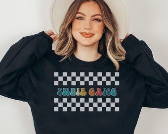 Subie Gang Sweatshirt,Checkerboard pattern top,Car Guy GiftCar Love,Subie gangshort sleeve tee,Car Guy Gift,Car Lover, Car Enthusiast, retro