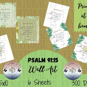 Psalm 91:15 He shall call upon me and I will answer him Bible Scripture Wallart | 8.5 x 10 in | Bible Quote Gift | KJV | Instant Download