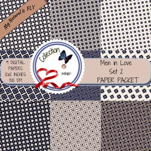 MEN IN LOVE Set 2 digital papers, backgrounds, scrapbook paper printable. Instant Download for Personal Use Only.