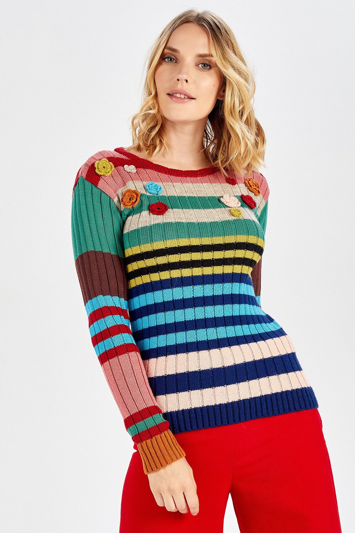 Peraluna Mehrfarbig gestreifter Damen Strickpullover | Etsy