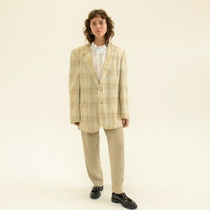 Vintage 1990s Plaid Neutral Blazer Jacket image 6