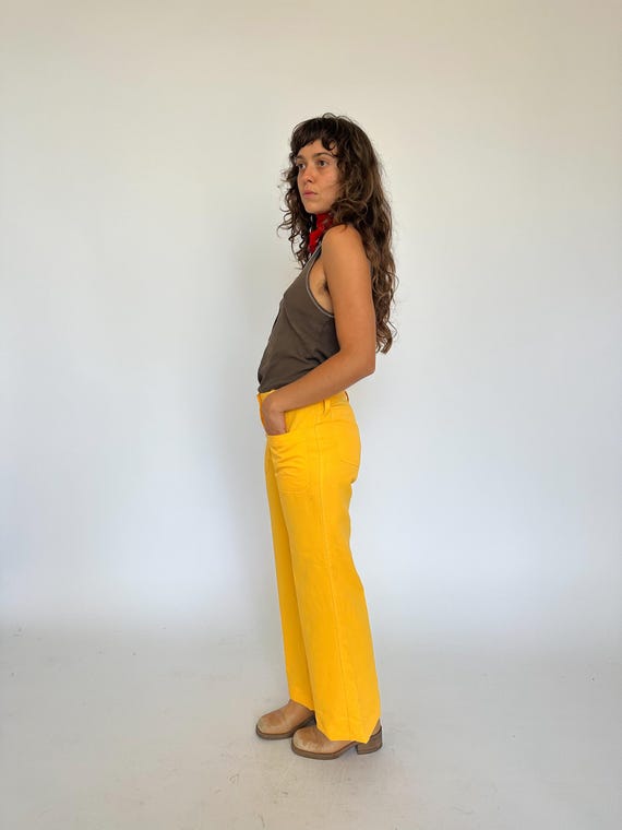 Vintage 1970s yellow trousers / flares / bootcut … - image 6