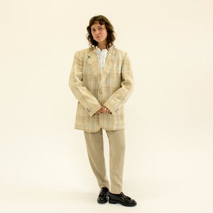 Vintage 1990s Plaid Neutral Blazer Jacket image 8