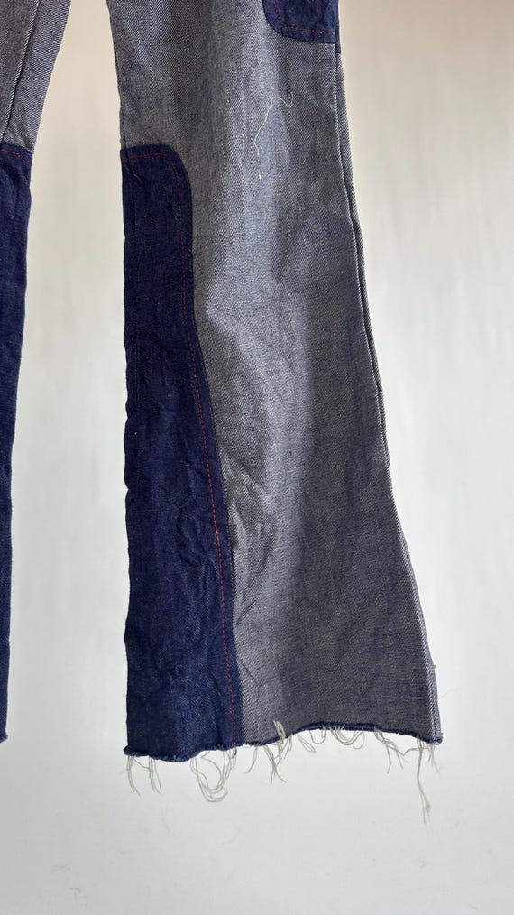 Vintage 1970s Two Tone Patchwork Flared Jeans / B… - image 18