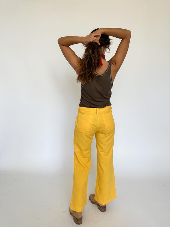 Vintage 1970s yellow trousers / flares / bootcut … - image 7