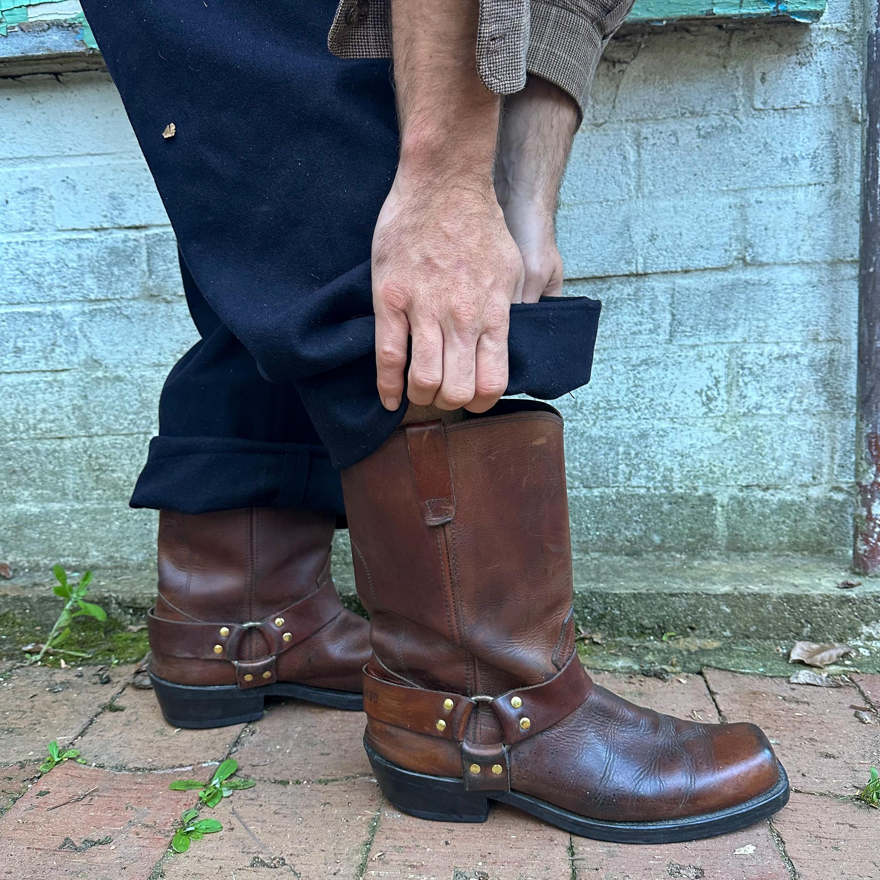 Vintage 1970s Durango Brown Leather Harness Boots - Men display picture 1