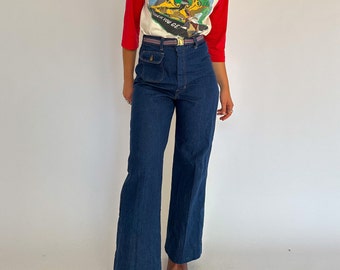 1970s vintage dark wash high-rise Bootcut jeans Größe S AU 8-10