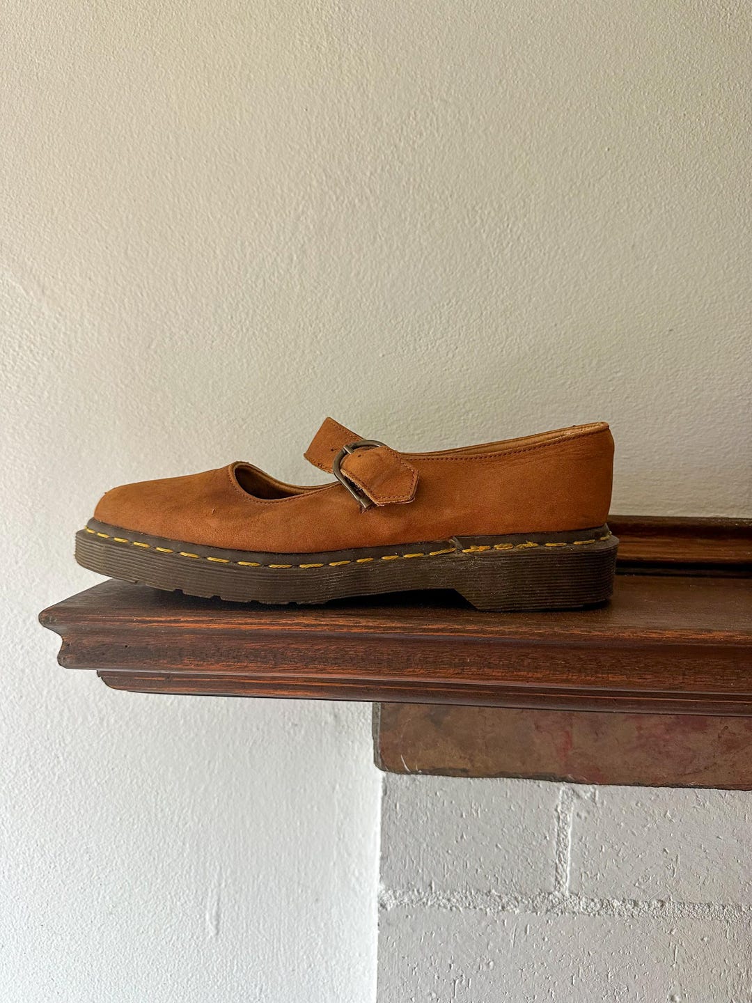 Vintage 1980s Doc Marten Mary Janes Shoes / Light Brown / Suede / Flats — free download