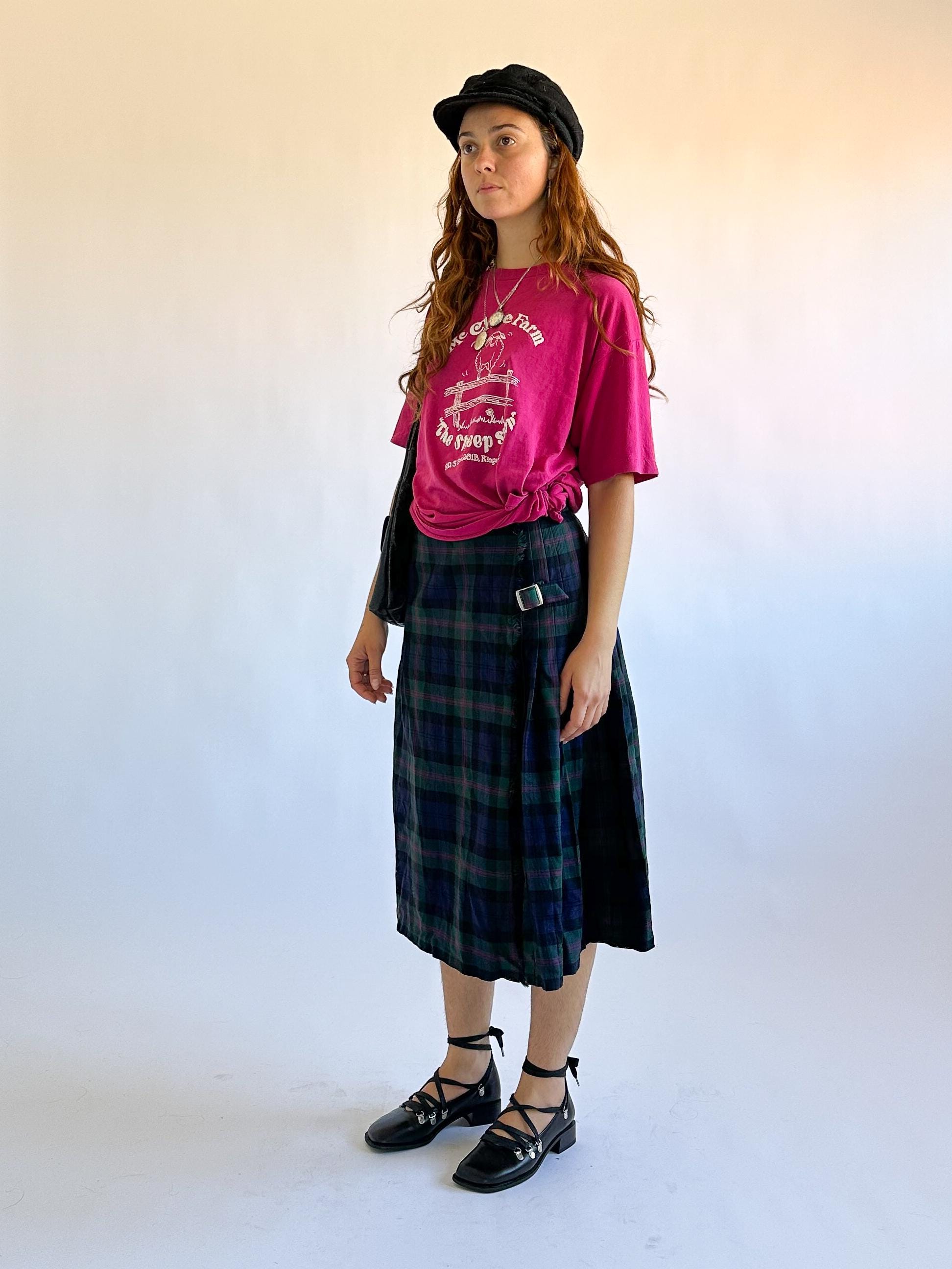 Kilt En Laine Fletcher Jones - Occasion Très Bon état - Taille S - Bleu - Style Plissé Midi