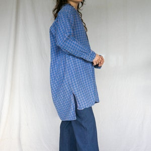 Vintage Vivid Blue and Orange Plaid Grandpa Shirt / Cotton Flannel / One Size / Antique 1930's Flannel / Men's XXL / Women's XXXXL image 4