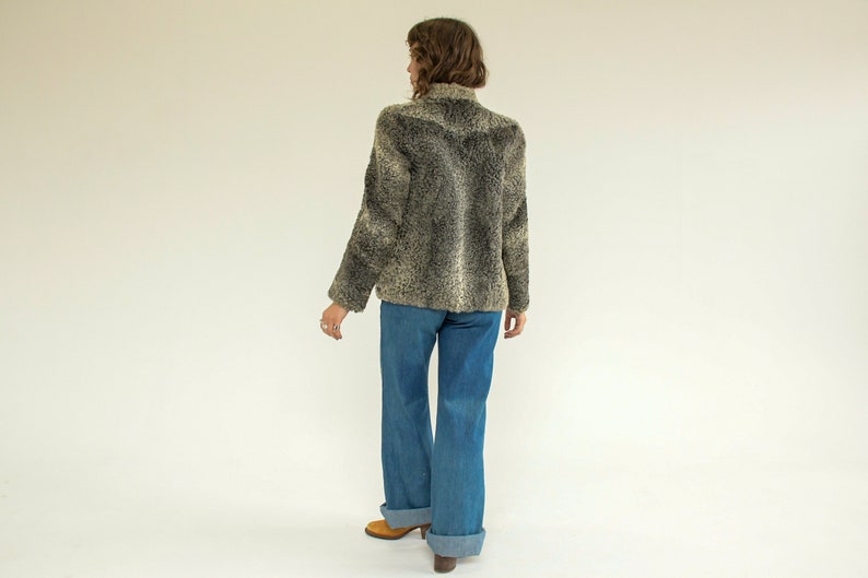 Vintage 1960s Curly Lamb Fur Cropped Length Coat / XS image 8