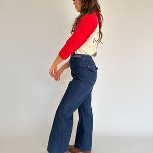 1970s vintage dark wash high rise bootcut jeans / Size S AU 8-10 / '70s image 2
