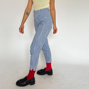 Vintage 1990s cotton gingham pants / blue & white / AU 8-10 image 7