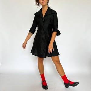 Vintage '60s - '70s pure silk mini dress / little Black dress / 3/4 sleeves / XS