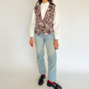 Vintage 1980s floral tapestry waistcoat / earthy / brown vest / cottage / academia image 5