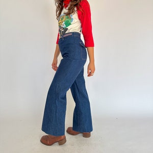 1970s vintage dark wash high rise bootcut jeans / Size S AU 8-10 / '70s image 4