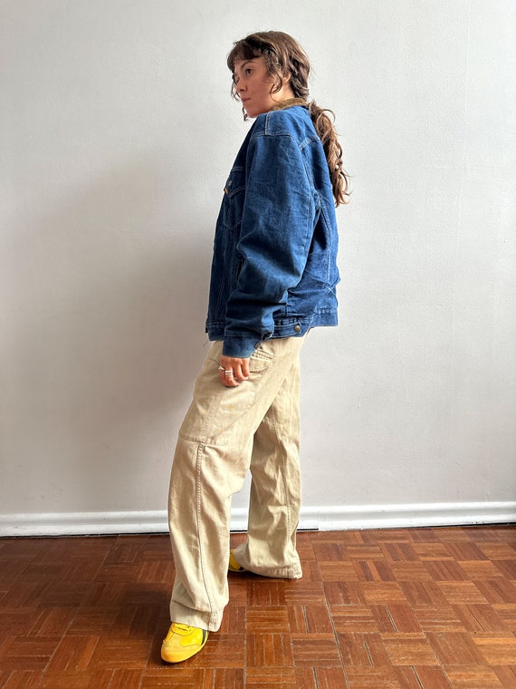 Vintage '70s - '80s sherpa denim jacket / chore /… - image 5