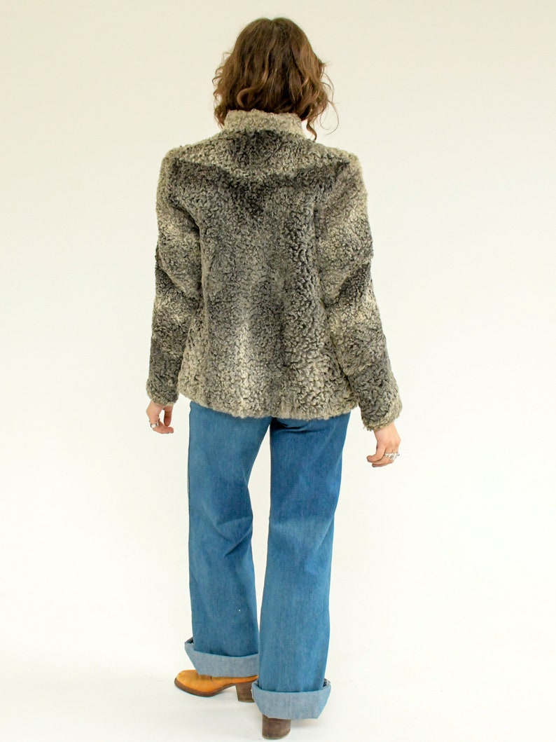 Vintage 1960s Curly Lamb Fur Cropped Length Coat / XS image 2