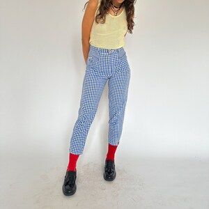 Vintage 1990s cotton gingham pants / blue & white / AU 8-10 image 4