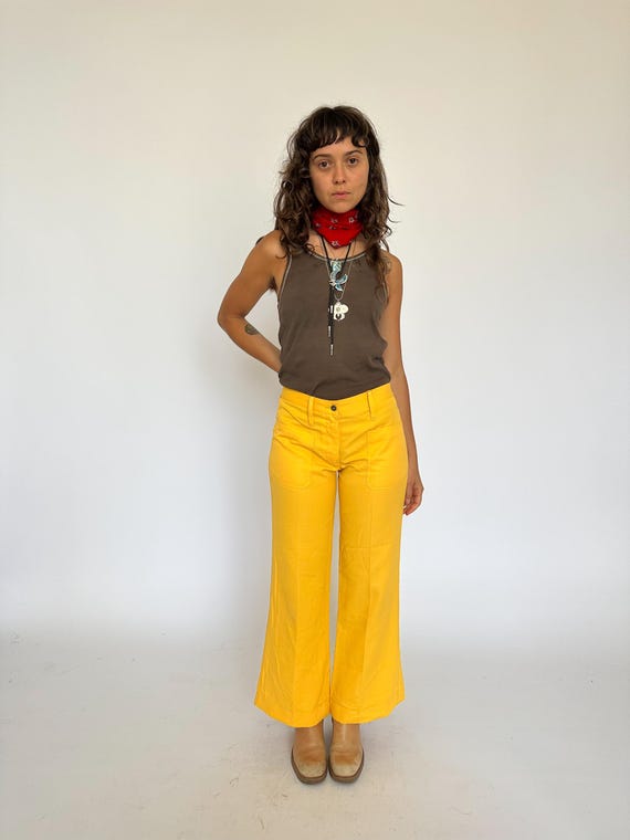 Vintage 1970s yellow trousers / flares / bootcut … - image 8