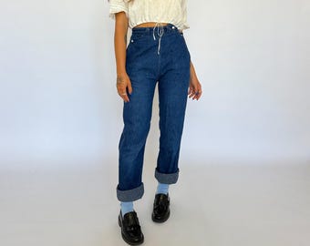 Vintage 1950s side zip denim jeans / rare / XS / 25”