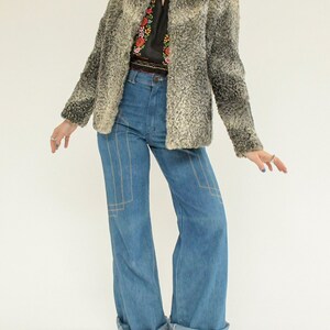 Vintage 1960s Curly Lamb Fur Cropped Length Coat / XS image 6