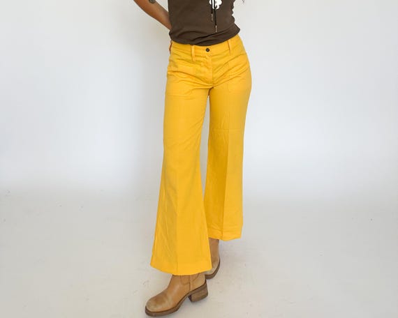 Vintage 1970s yellow trousers / flares / bootcut … - image 1