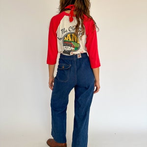 1970s vintage dark wash high rise bootcut jeans / Size S AU 8-10 / '70s image 6