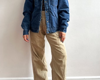 Vintage '70s - '80s sherpa denim jacket / chore / workwear / corduroy collar / heavy duty