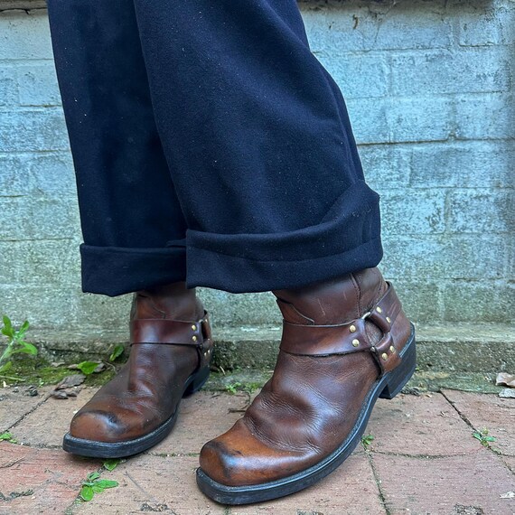 Vintage 1970s Durango Brown Leather Harness Boots - Men display picture 2