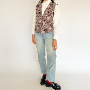 Vintage 1980s floral tapestry waistcoat / earthy / brown vest / cottage / academia image 2