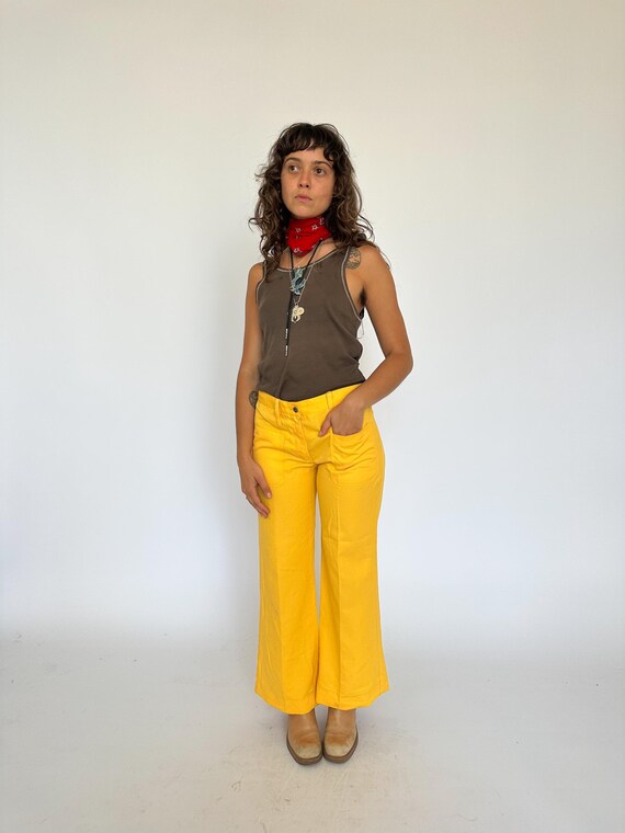Vintage 1970s yellow trousers / flares / bootcut … - image 5