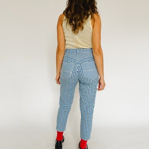 Vintage 1990s cotton gingham pants / blue & white / AU 8-10 image 6