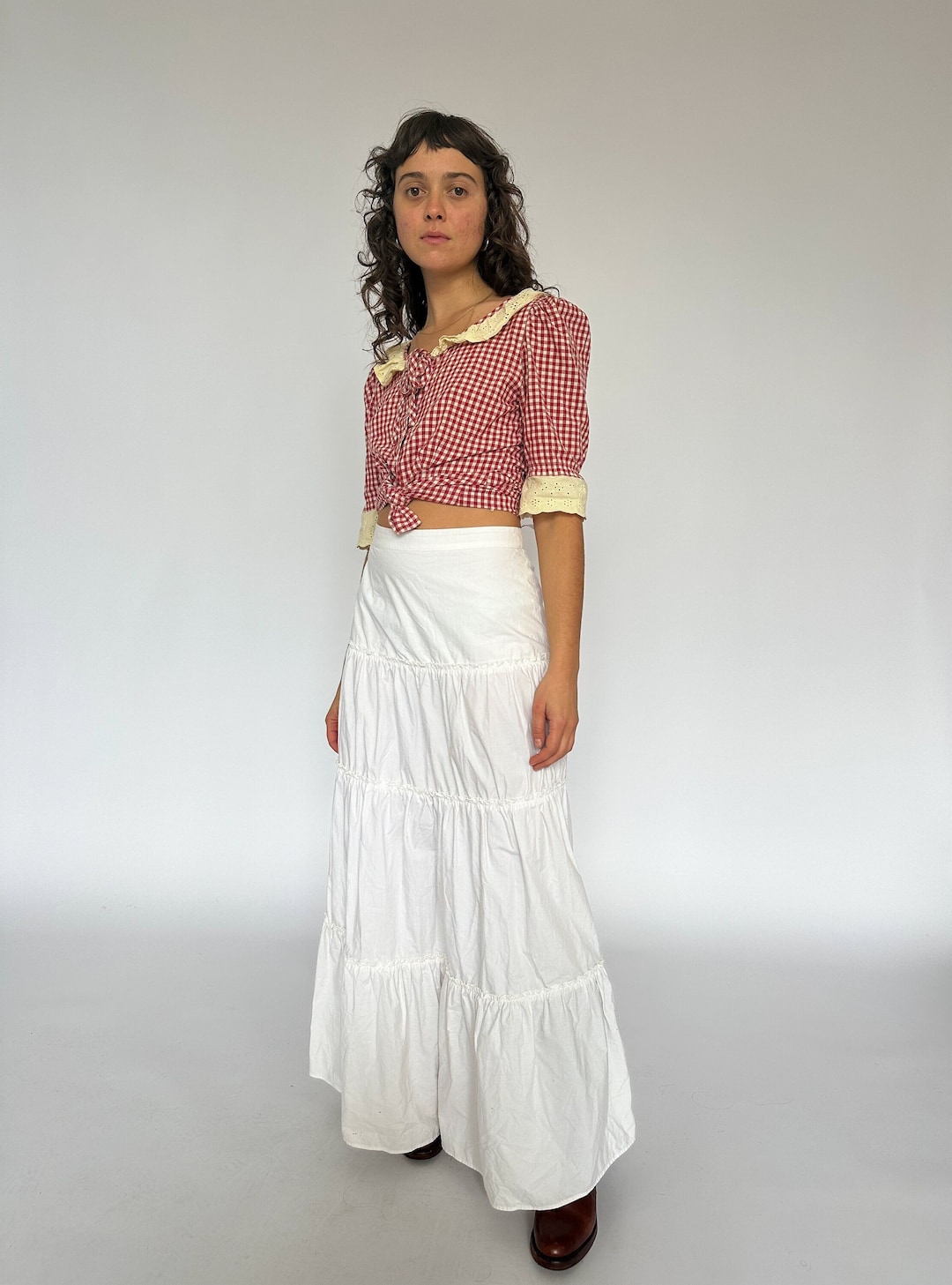 【NONCODE】Peua Backstring Shirt + Tiered Skirt Set Pre-loved Sir the Label White Maxi Skirt / Tiered / Romantic