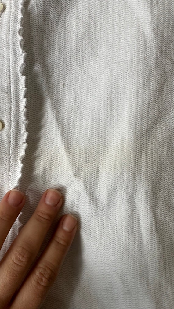 Antique Edwardian High Neck white shirt / texture… - image 8