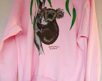 Vintage 1980's Koala Sweater / Animal print jumper / XS / Australiana