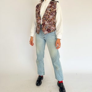 Vintage 1980s floral tapestry waistcoat / earthy / brown vest / cottage / academia image 4