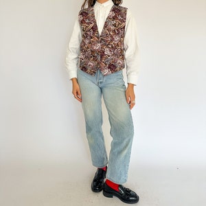 Vintage 1980s floral tapestry waistcoat / earthy / brown vest / cottage / academia image 3